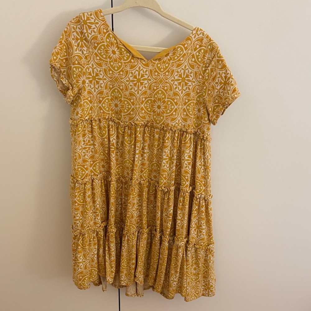 Tommy Bahama Yellow and White Patterned Dress
